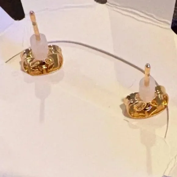 NWT Luna Norte Mother of Pearl Heart Studs with Banded Calcite Box Case & Pouch - Picture 10 of 11